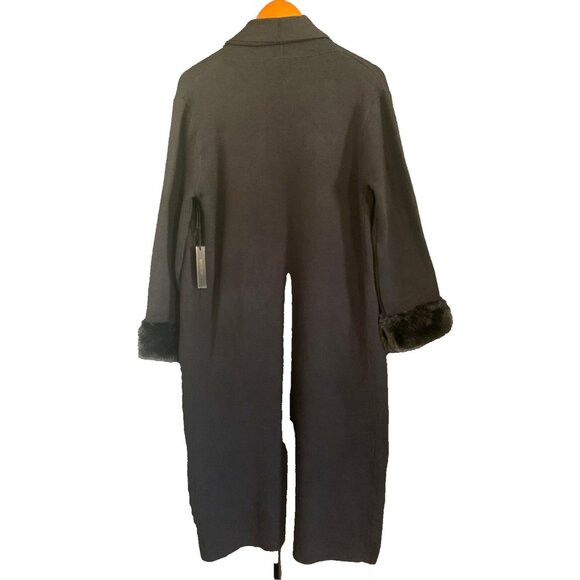 NWT MAX SPORT WOMEN'S CARDIGAN MEDIUM LONG KNIT fur accents pockets - Picture 4 of 7